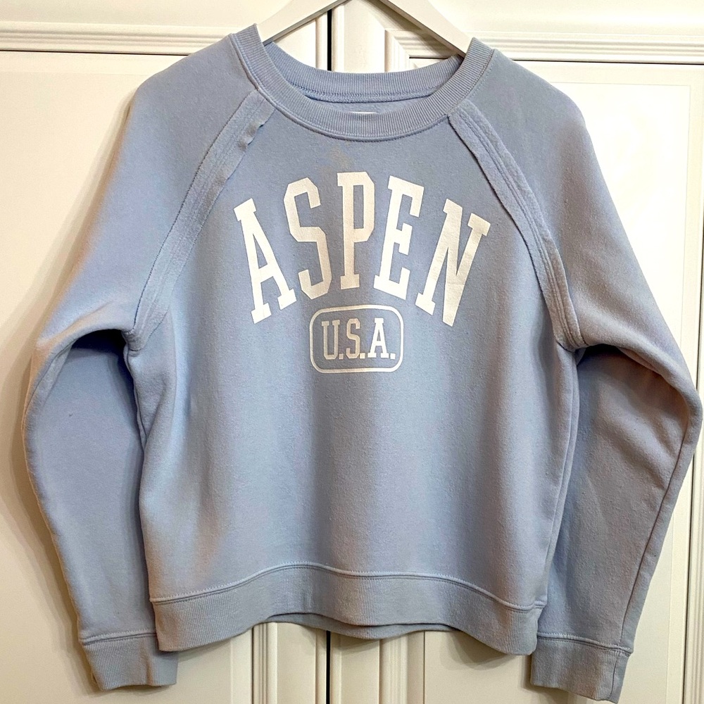 Grayson Threads Women’s Large Long Sleeve Blue Oversized Sweatshirt  “Aspen USA”